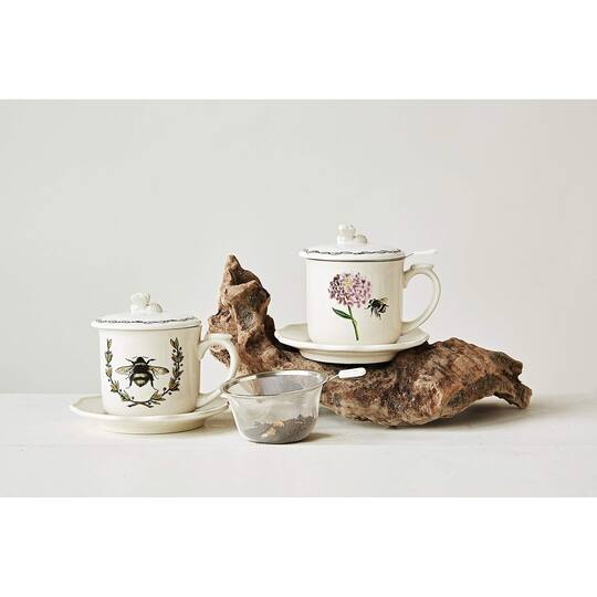 Hello Honey® Bee Image Cup, Lid, Saucer & Strainer Set
